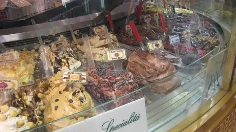 Gelato counter with specials